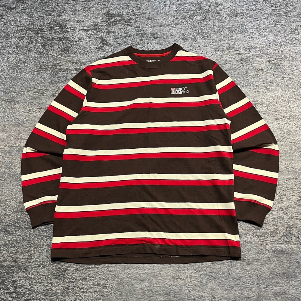 Vintage Ecko UNLTD Longsleeve Shirt Mens XL Striped Y2K‎ 2000s Hip-Hop Grunge
